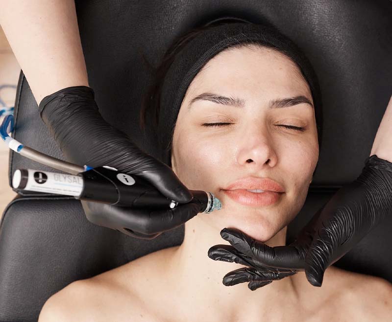 Girl touching her face